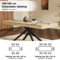 Modern Extendable Dining Table with Metal Cross Legs, Expandable Kitchen Table for Kitchen, 71'' L x 31.5'' W x 30'' H, Oak(m-4)