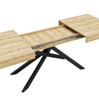 Modern Extendable Dining Table with Metal Cross Legs, Expandable Kitchen Table for Kitchen, 71'' L x 31.5'' W x 30'' H, Oak(m-9)