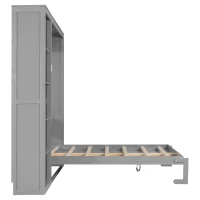 Space-Saving Murphy Bed with Foldable Mechanism, Ideal Wall Bed for Guest Room, Home Office, or Home Gym, 94" L x 15.5" W x 88.5" H, Gray(m-10)