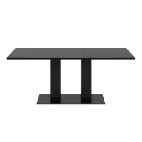 Modern Marble Effect Dining Table with Dual-Pedestal Base, Rectangular Kitchen Table for Kitchen, 71'' L x 27.5'' W x 29.5'' H, Black(m-2)