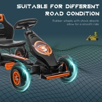 Aosom Kids Pedal Go Kart Ride-on Toy with Ergonomic Comfort, Pedal Car with Tough, Wear-Resistant Tread for Ages 5-12, Orange(m-6)