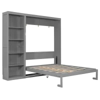 Space-Saving Murphy Bed with Foldable Mechanism, Ideal Wall Bed for Guest Room, Home Office, or Home Gym, 94" L x 15.5" W x 88.5" H, Gray(m-9)