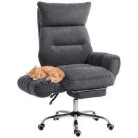 HOMCOM Criss Cross Office Chair with Flip-Up Armrests, Wide Seat, Reclining Cross Legged Desk Chair with Footrest, Dark Gray(m-11)