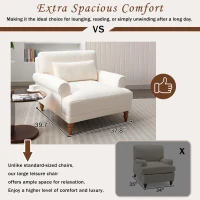 Luxurious Accent Chair with Circular Armrests and Ergonomic Lumbar Support, Cozy Lounger for Living Rooms, 36.5" L x 37.5" W x 32.5" H, Beige(m-7)