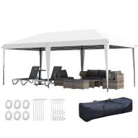 Outsunny 10' x 19.2' Outdoor Gazebo Pop Up Canopy Party Tent with Carrying Bag, White(m-1)