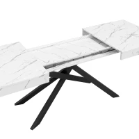 Modern Extendable Dining Table with Metal Cross Legs, Expandable Kitchen Table for Kitchen, 71'' L x 31.5'' W x 30'' H, White(m-9)