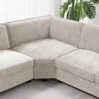 Plush Chenille U-Shaped Sectional Sofa with Cup Holders, Large Deep Seat Couch for Apartment, 117.5'' L x 68'' W x 31'' H, Beige(m-9)