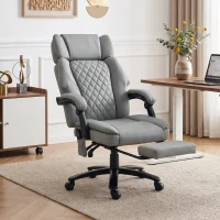 HOMCOM Massage Office Chair with Heat, 400lbs Heavy Duty Desk Chair with Adjustable Headrest, Reclining, Footrest, Light Gray(m-9)