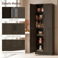 HOMCOM Freestanding Kitchen Pantry, 4-Door Kitchen Pantry Cabinet with Adjustable Shelves and Doors, Brown(m-7)