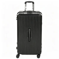HOMCOM 28-Inch Checked Luggage, Hardside Suitcase with Cup Holder, Corner Protection, Double Spinner Wheels, TSA Lock, Black(m-2)