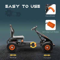 Aosom Kids Pedal Go Kart Ride-on Toy with Ergonomic Comfort, Pedal Car with Tough, Wear-Resistant Tread for Ages 5-12, Orange(m-5)