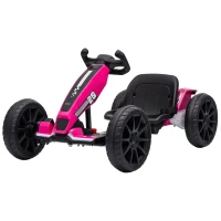 Qaba 12V Electric Go Kart for Kids with Dual Motors, Adjustable Seat, Soft Start, LED Lights, EVA Wheels, for Age 3-6, Pink(m-1)