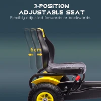 Aosom Kids Pedal Go Kart, Outdoor Ride on Toys with Adjustable Seat, Sharp Handling, Handbrake, 4 Non-Slip Rubber Wheels for Boys & Girls Aged 5-12 Years Old, Yellow(m-4)