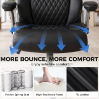 HOMCOM Ergonomic Office Chair with Inflatable Lumbar Support, 600 lbs, Heavy Duty Desk Chair, BIFMA, Headrest, Flip-Up Arms(m-5)