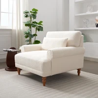 Luxurious Accent Chair with Circular Armrests and Ergonomic Lumbar Support, Cozy Lounger for Living Rooms, 36.5" L x 37.5" W x 32.5" H, Beige(m-8)