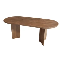 Modern Large Oval Dining Table with Double Pedestal Base, Wood Grain Kitchen Table for Kitchen, 79'' L x 35.5'' W x 29.5'' H, Walnut(m-7)