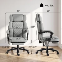 HOMCOM Massage Office Chair with Heat, 400lbs Heavy Duty Desk Chair with Adjustable Headrest, Reclining, Footrest, Light Gray(m-3)