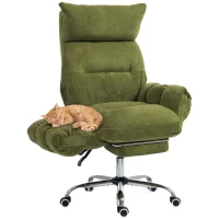 HOMCOM Criss Cross Office Chair with Flip-Up Armrests, Wide Seat, Reclining Cross Legged Desk Chair with Footrest, Green(m-11)