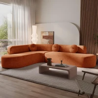 Modern-Style Sectional Sofa with Curved Corner Design, Perfect Modular Sofa for Family Gatherings, 122" L x 86" W x 27.5" H, Orange(m-1)