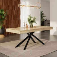 Modern Extendable Dining Table with Metal Cross Legs, Expandable Kitchen Table for Kitchen, 71'' L x 31.5'' W x 30'' H, Oak(m-1)