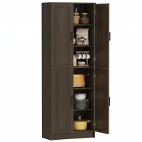 HOMCOM Freestanding Kitchen Pantry, 4-Door Kitchen Pantry Cabinet with Adjustable Shelves and Doors, Brown(m-11)