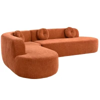 Modern-Style Sectional Sofa with Curved Corner Design, Perfect Modular Sofa for Family Gatherings, 122" L x 86" W x 27.5" H, Orange(m-10)