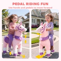 Qaba Ride on Horse for Kids 2+ Years, 29.5" Height Plush Ride On Pony Riding Horse with Rotatable Head and Sounds, Pink(m-5)