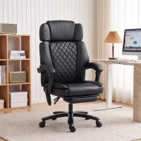 HOMCOM Massage Office Chair with Heat, 400lbs Heavy Duty Desk Chair with Adjustable Headrest, Reclining, Footrest, Black(m-2)