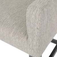 Contemporary Upholstered Counter Stools Set of 2 with Armrests, Soft Rubberwood Bar Stools for Kitchen Island, 24'' L x 23'' W x 39.5'' H, Light Grey(m-5)