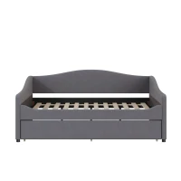 Cozy Full Size Upholstered Daybed with Twin Trundle, Ideal Sofa Bed for Overnight Guests, 79.5" L x 58.5" W x 33" H, Gray(m-2)