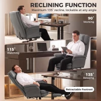 HOMCOM Cross Legged Office Chair w/ Footrest, 396 lbs Reclining Computer Desk Chair w/ High Back, Flip-up Armrests, Dark Gray(m-6)