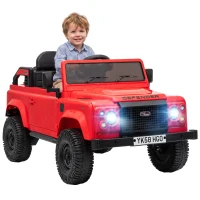 Qaba 12V Electric Car for Kids 3+ Years, Licensed Land Rover Defender Toddler Ride on Car w/ Remote Control, Red(m-11)