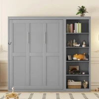 Space-Saving Murphy Bed with Foldable Mechanism, Ideal Wall Bed for Guest Room, Home Office, or Home Gym, 94" L x 15.5" W x 88.5" H, Gray(m-5)