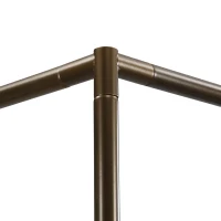 Modern 4-Poster Canopy Bed Frame with Upholstered Headboard, Steel Metal Sleeper Bed for Bedroom, 83.5'' L x 63'' W x 78.5'' H, Beige+Bronze(m-11)