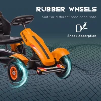 Aosom Kids Pedal Go Kart, Outdoor Ride on Toys with Adjustable Seat, Sharp Handling, Handbrake, 4 Non-Slip Rubber Wheels for Boys & Girls Aged 5-12 Years Old, Orange(m-6)