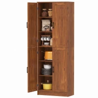 HOMCOM Freestanding Kitchen Pantry, 4-Door Kitchen Pantry Cabinet with Adjustable Shelves and Doors, Teak(m-1)