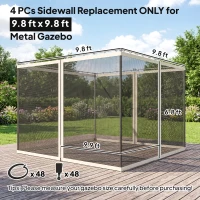 Outsunny Replacement Mesh Sidewall Netting for 10' x 10' Gazebos and Canopy Tents with Zippers, (Sidewall Only) White(m-3)