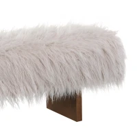 Modern Ultra-Plush Bench with Solid Rubberwood Legs, Extra-Long Accent Seat for Entryway, 67'' L x 18.5'' W x 16.5'' H, Beige+Brown(m-6)