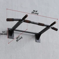 Soozier Pull Up Bar Wall Mount Chin Up Bar, Upper Body Strength Training Station with Non-Slip Foam for Home Gym, Black(m-3)