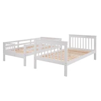 Practical Twin-Over-Twin Bunk Bed with Staircase Storage, Ideal Convertible Bunk Bed for Dorms, Children Bedrooms, 94" L x 42.5" W x 62" H, White(m-10)