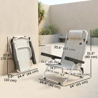 Outsunny Folding Beach Chair Set of 2, Reclining Backpack Beach Camping Chairs with 4-Position Adjustable Backrest(m-3)