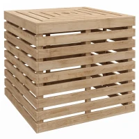 Outsunny 2-in-1 Outdoor Umbrella Base Storage Box, Wooden Patio Coffee Table, Brown(m-11)