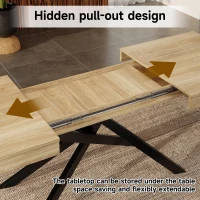 Modern Extendable Dining Table with Metal Cross Legs, Expandable Kitchen Table for Kitchen, 71'' L x 31.5'' W x 30'' H, Oak(m-5)