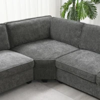 Plush Chenille U-Shaped Sectional Sofa with Cup Holders, Large Deep Seat Couch for Apartment, 117.5'' L x 68'' W x 31'' H, Gray(m-9)