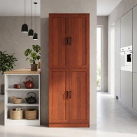 HOMCOM Freestanding Kitchen Pantry, 4-Door Kitchen Pantry Cabinet with Adjustable Shelves and Doors, Dark Brown(m-8)