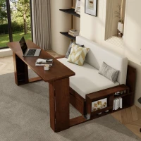 Modern Daybed with Removable Desk and Bottom Drawer, Multi-Functional Sofa Bed for Compact Apartments, 76.5" L x 65.5" W x 25.5" H, Espresso(m-5)