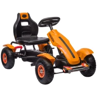 Aosom Kids Pedal Go Kart, Outdoor Ride on Toys with Adjustable Seat, Sharp Handling, Handbrake, 4 Non-Slip Rubber Wheels for Boys & Girls Aged 5-12 Years Old, Orange(m-11)