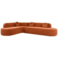 Modern-Style Sectional Sofa with Curved Corner Design, Perfect Modular Sofa for Family Gatherings, 122" L x 86" W x 27.5" H, Orange(m-11)
