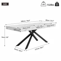 Modern Extendable Dining Table with Metal Cross Legs, Expandable Kitchen Table for Kitchen, 71'' L x 31.5'' W x 30'' H, White(m-3)