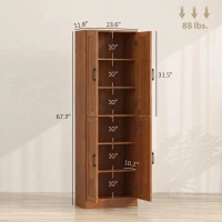 HOMCOM Freestanding Kitchen Pantry, 4-Door Kitchen Pantry Cabinet with Adjustable Shelves and Doors, Teak(m-3)